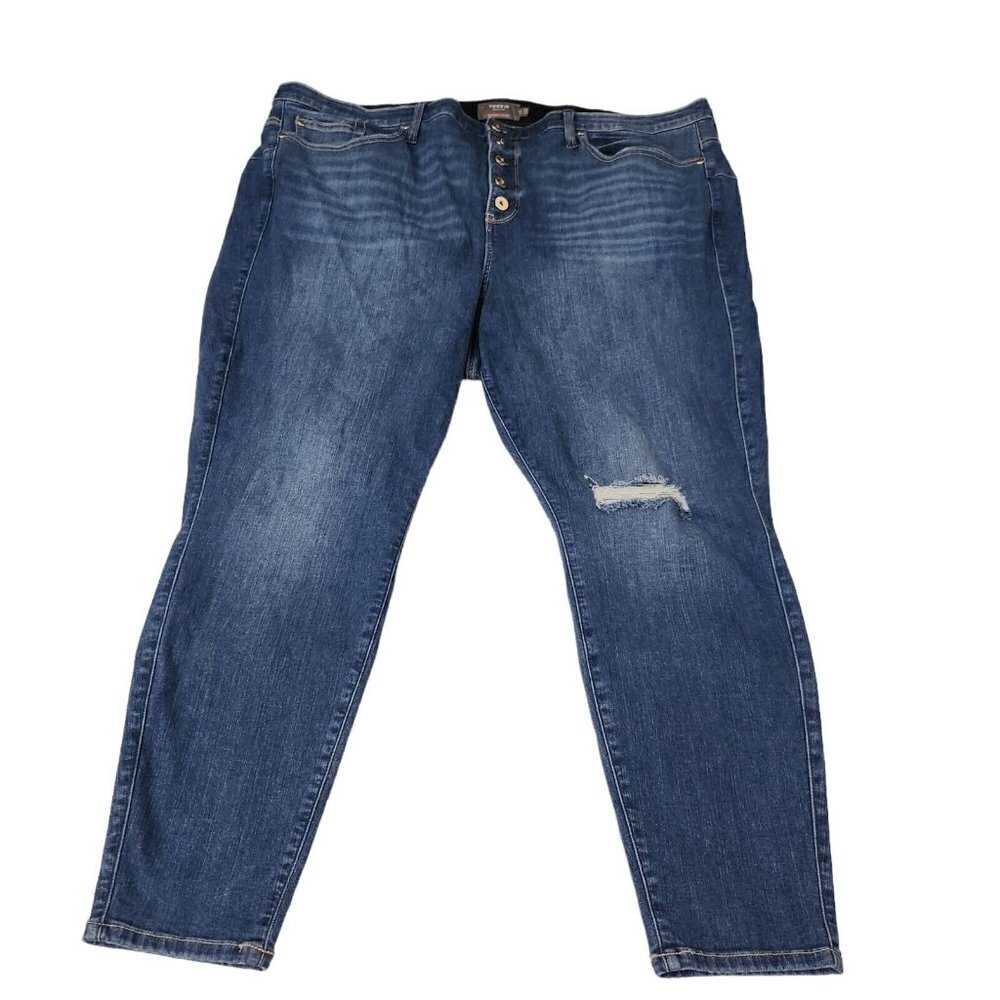 Torrid Jeans Plus 26 Blue Bombshell Skinny Distressed‎ High-Rise Stretch
